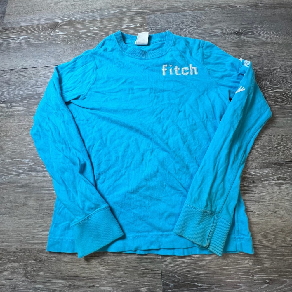 Abercrombie Kids Muscle Tee Boys Large‎ Blue Long Sleeve Embroidered Fitch Shirt